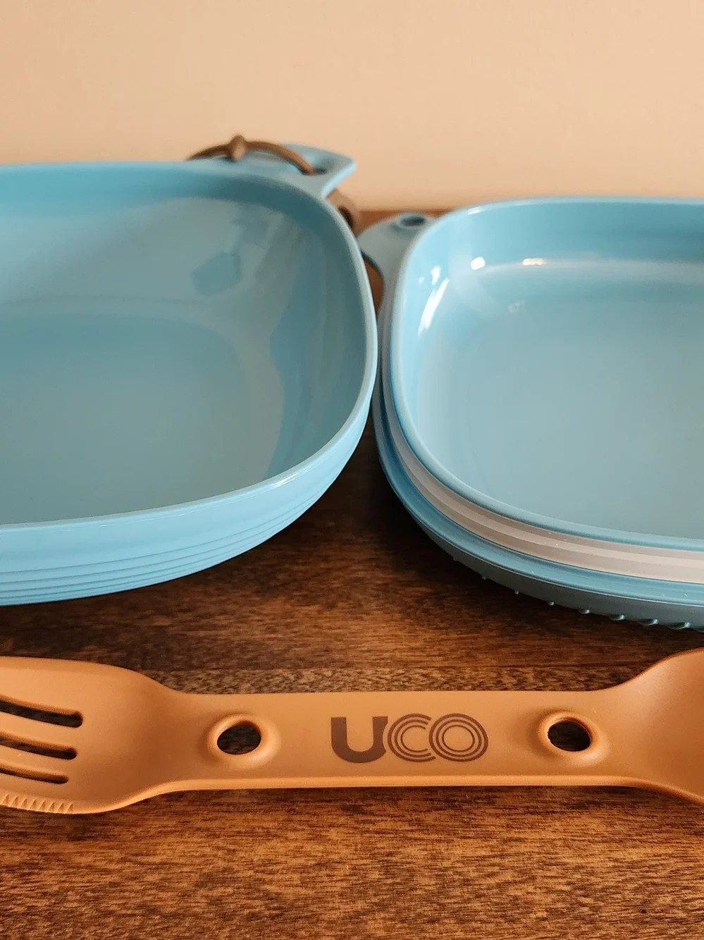UCO Blue Silicone Plate with Copper Utensil Set. Camping